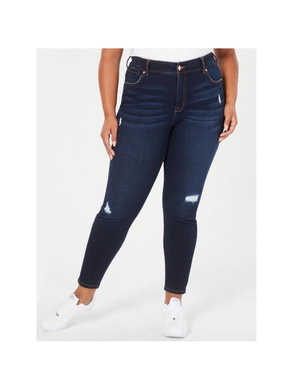 Celebrity Pink Spice Dark Blue Distressed High-Rise Skinny Jeans